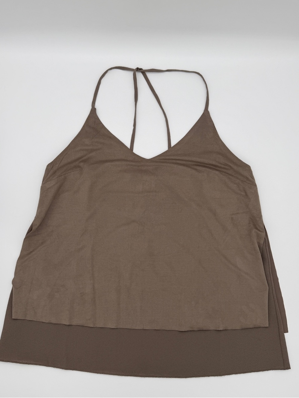 BKE red Layered Faux Suede Cami Tank Top Mocha Brown Size M Medium Strappy